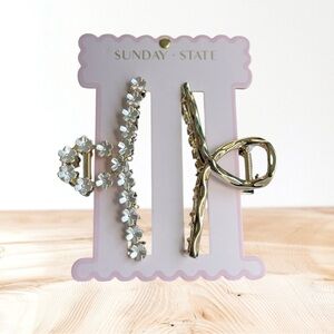 Sunday State Gold and Silver Hair Clip Set